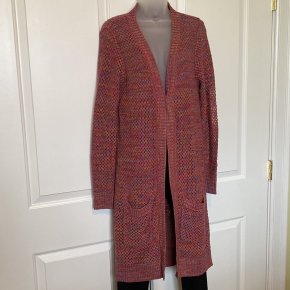 Duster Length Loose Knit Cardigan - Picture 2 of 11